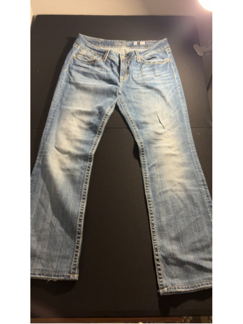 Miss Me Women's Bootcut Jeans Size 36 Distressed Blue Wash